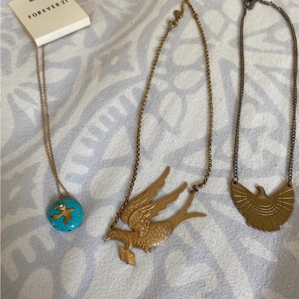 Set of 3 bird themed necklaces